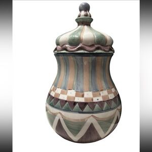 Vintage Young’s Multicolor Ceramic Cookie Jar With Lid Very Mackenzie Childs